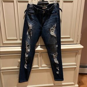 KanCan Dark Blue Distressed Skinny Jeans